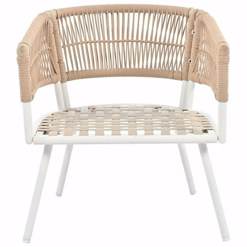 Salon de jardin bohème 4 pièces en corde : Assise d'extérieur avec table en bois d'acacia, Coussins épais