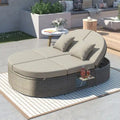 Gray PE Rattan Outdoor Daybed for 2