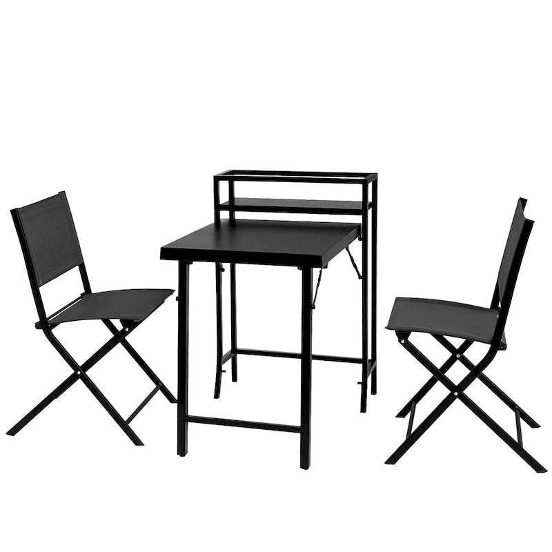 Ensemble de Bistro de Jardin 3 Pièces, Table et Chaises Pliantes de Jardin - 2 Places