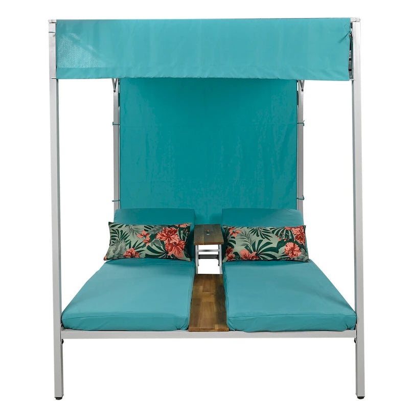 Lit de repos d'extérieur avec coussins, sièges réglables pour jardin, piscine