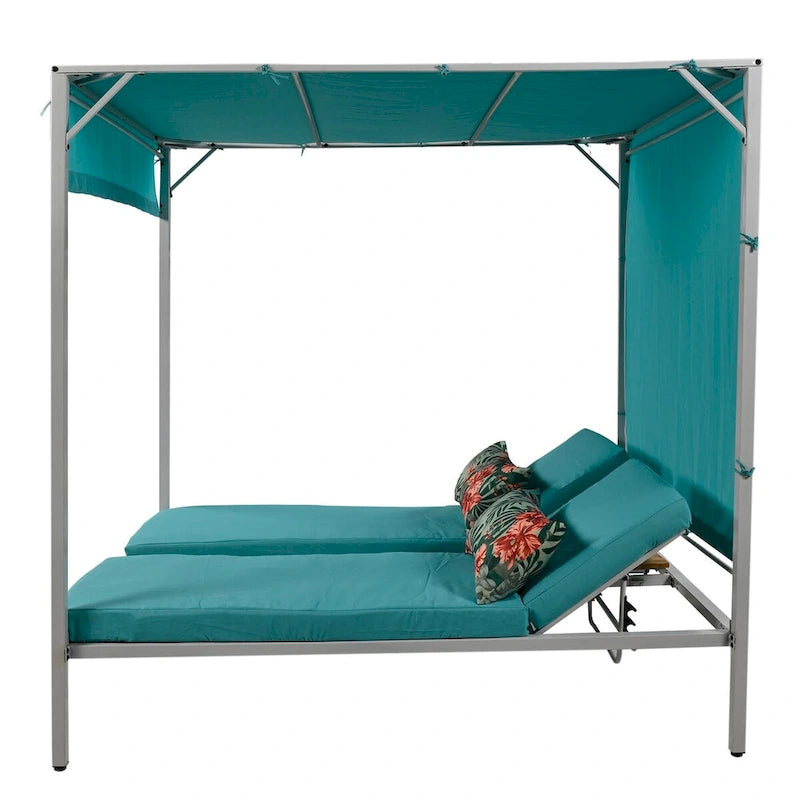 Lit de repos d'extérieur avec coussins, sièges réglables pour jardin, piscine