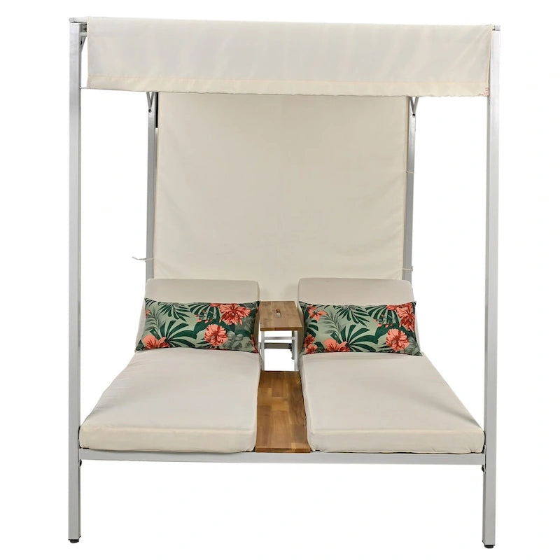 Lit de repos d'extérieur avec coussins, sièges réglables pour jardin, piscine