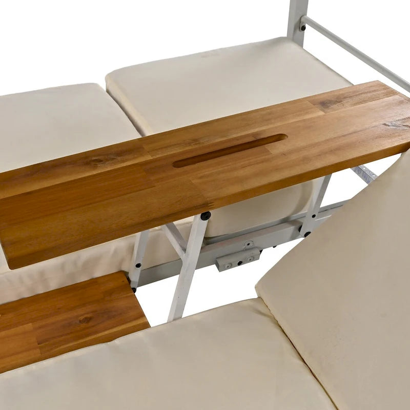 Lit de repos d'extérieur avec coussins, sièges réglables pour jardin, piscine