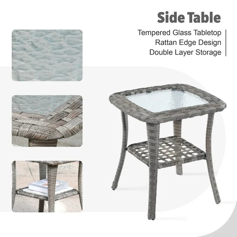 XIZZI Salon de jardin 10 pièces en rotin avec brasero