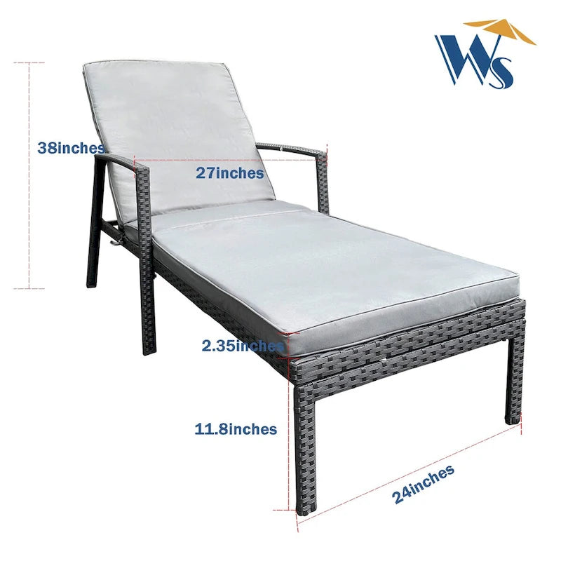 Chaises longues d'extérieur en rotin pour patio