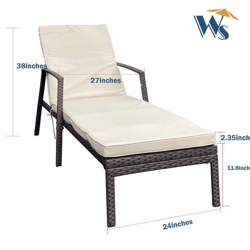 Chaises longues d'extérieur en rotin pour patio