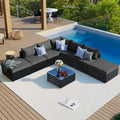 Gray Stylish Patio Furniture Set with Tempered Glass Table