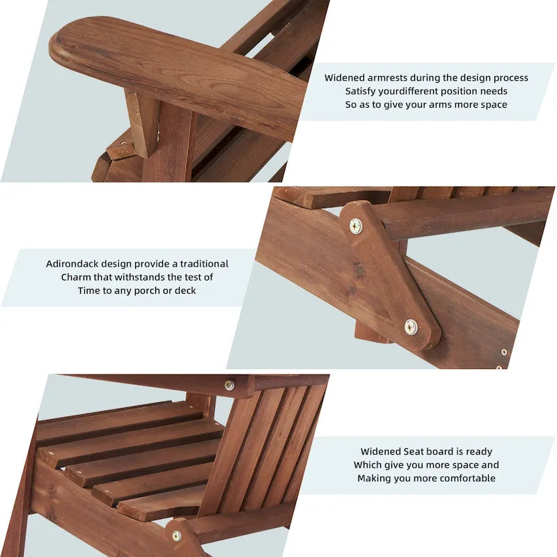 Ensemble de 2 chaises Adirondack pliantes en bois pour l'extérieur