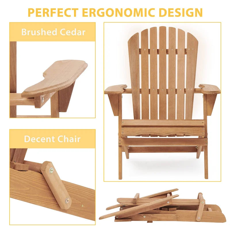Ensemble de 2 chaises Adirondack pliantes en bois pour l'extérieur