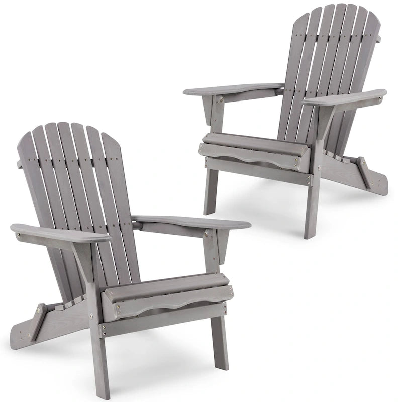Ensemble de 2 chaises Adirondack pliantes en bois pour l'extérieur