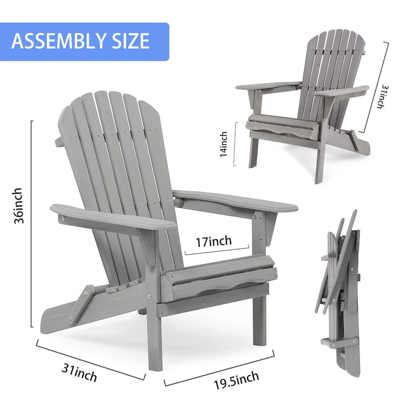 Ensemble de 2 chaises Adirondack pliantes en bois pour l'extérieur