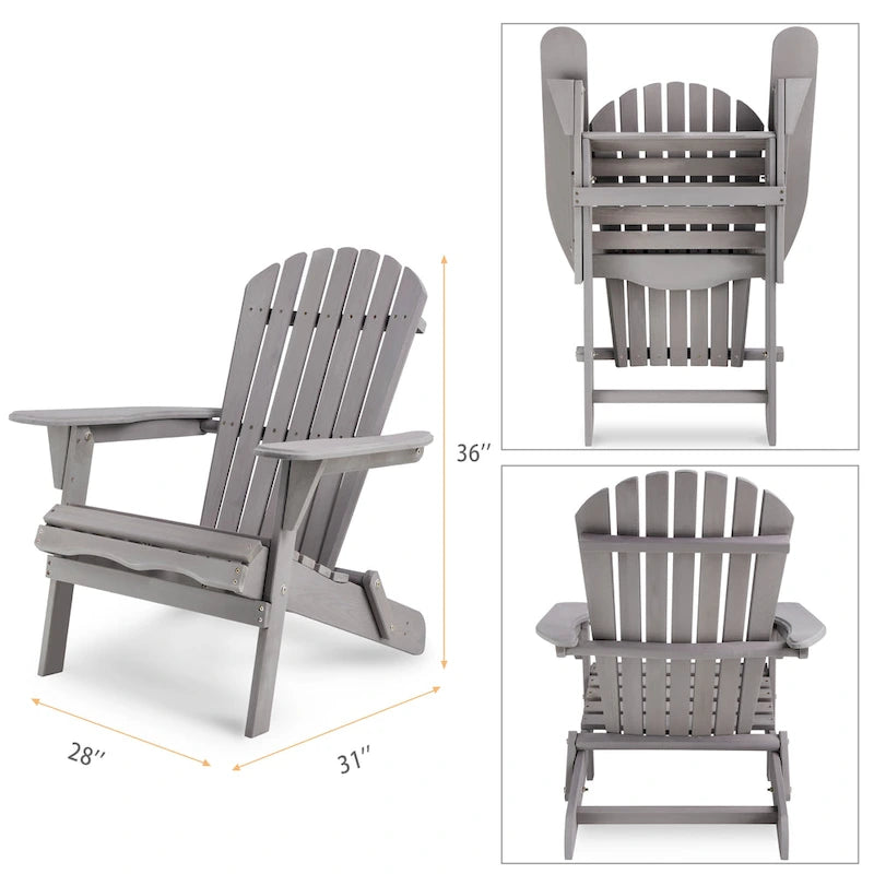 Ensemble de 2 chaises Adirondack pliantes en bois pour l'extérieur
