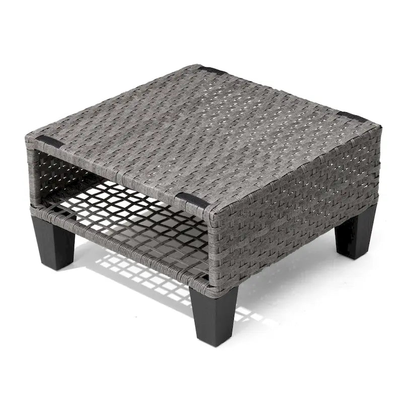 VredHom Ottoman de patio en rotin rembourré (lot de 2) - 30 H x 50 L x 50 P cm