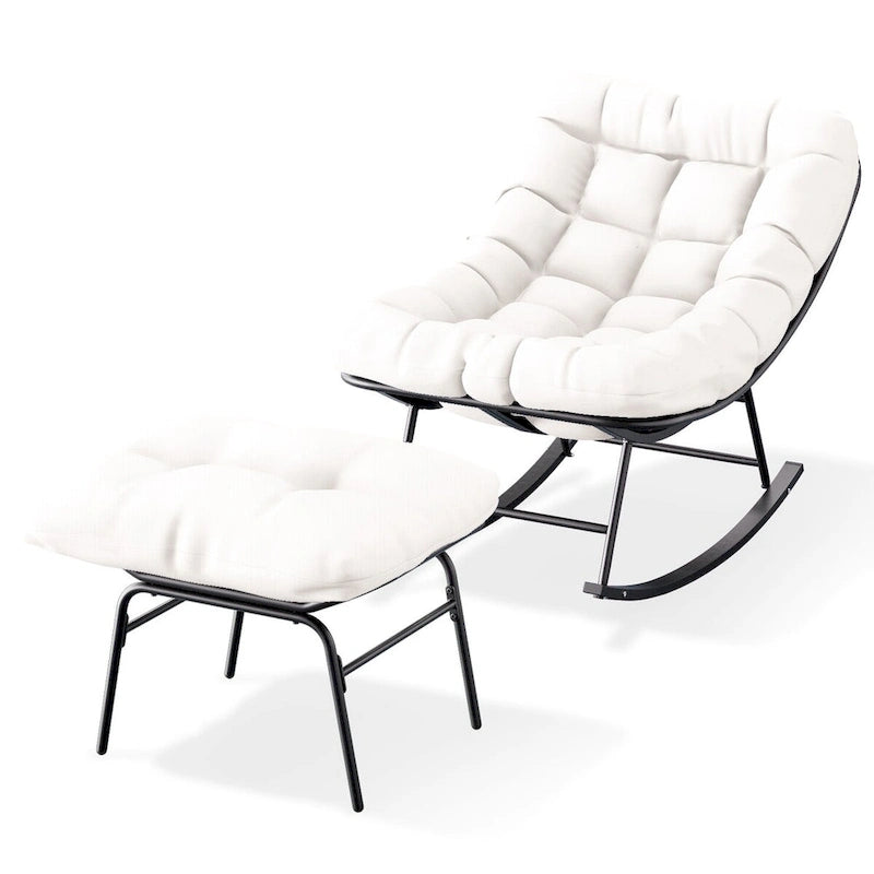 Metal Frame Chair and Footrest Set with Detachable Cushions  Outdoor Comfort and Durability