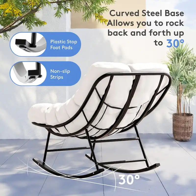 Ensemble chaise et repose-pieds à cadre métallique avec coussins amovibles Confort et durabilité en extérieur