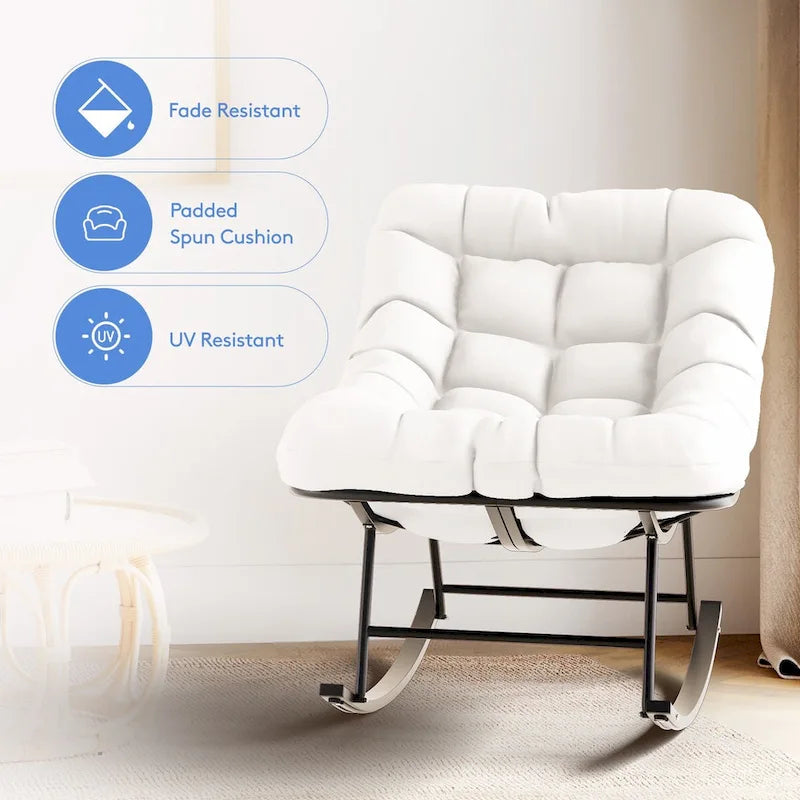 Ensemble chaise et repose-pieds à cadre métallique avec coussins amovibles Confort et durabilité en extérieur