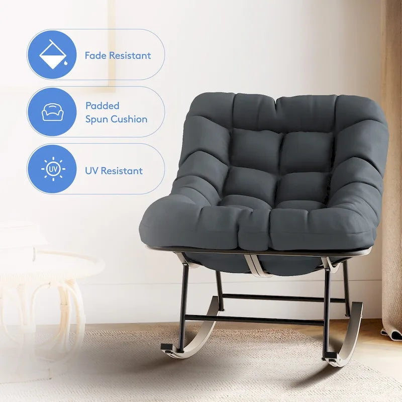 Ensemble chaise et repose-pieds à cadre métallique avec coussins amovibles Confort et durabilité en extérieur