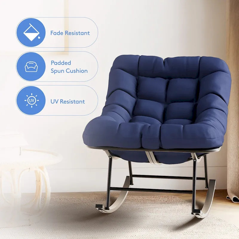 Ensemble chaise et repose-pieds à cadre métallique avec coussins amovibles Confort et durabilité en extérieur
