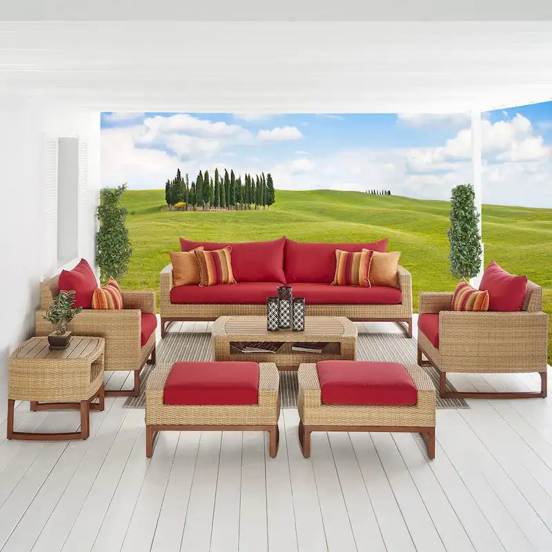 Ensemble Mili 8 pièces de canapé et fauteuils de jardin Sunbrella