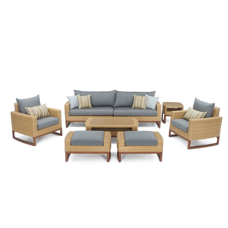 Ensemble Mili 8 pièces de canapé et fauteuils de jardin Sunbrella