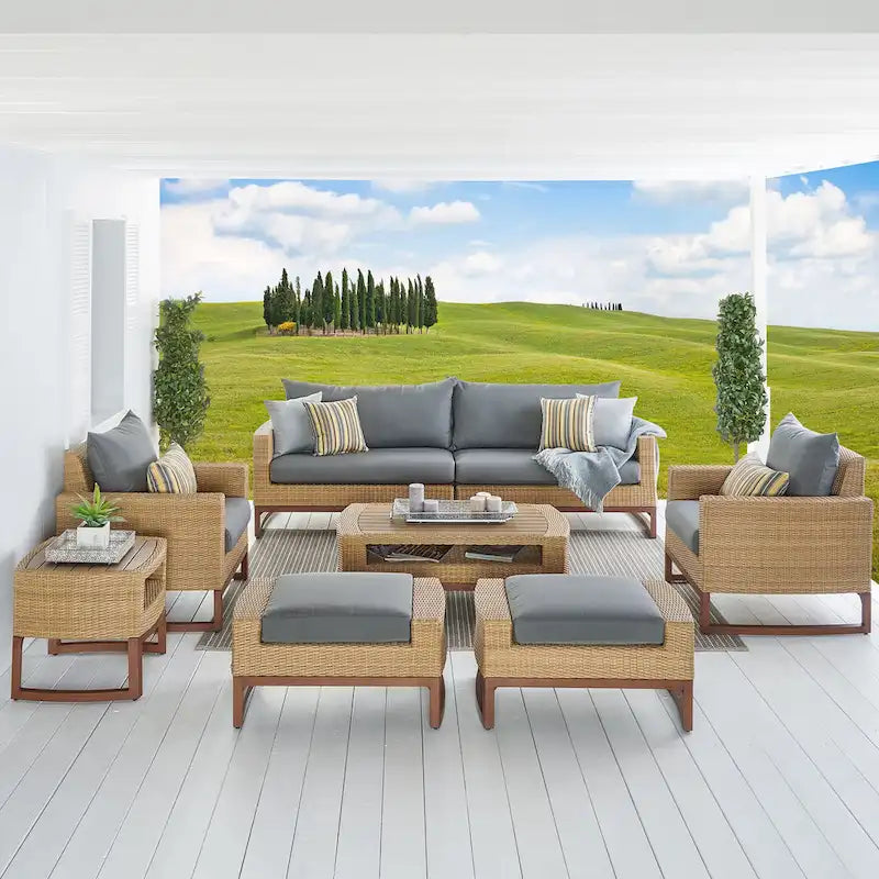Ensemble Mili 8 pièces de canapé et fauteuils de jardin Sunbrella
