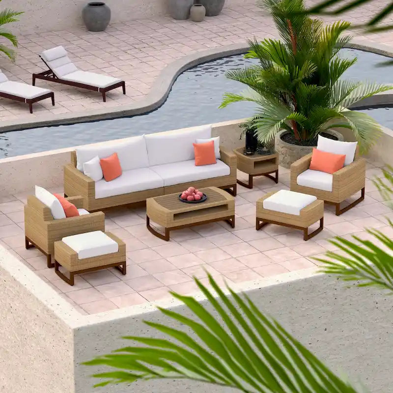 Ensemble Mili 8 pièces de canapé et fauteuils de jardin Sunbrella
