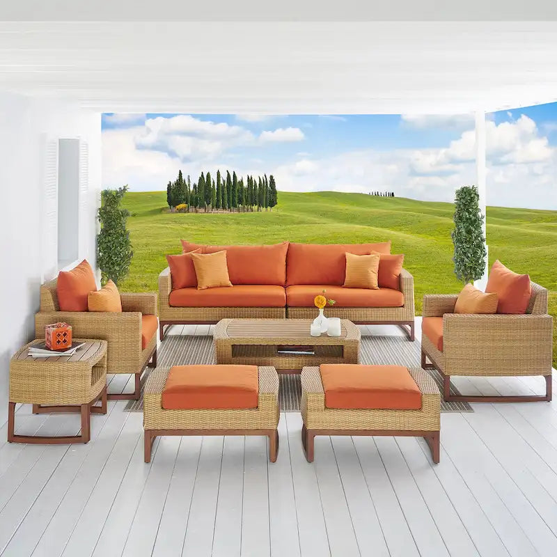 Ensemble Mili 8 pièces de canapé et fauteuils de jardin Sunbrella