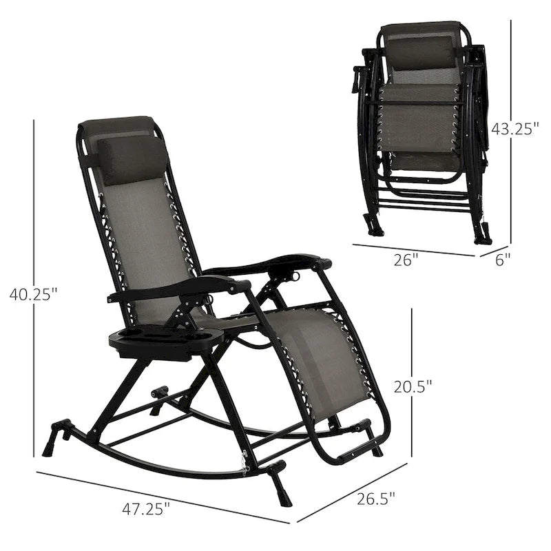 Fauteuils à bascule d'extérieur Outsunny, Rocking longue pliable inclinable