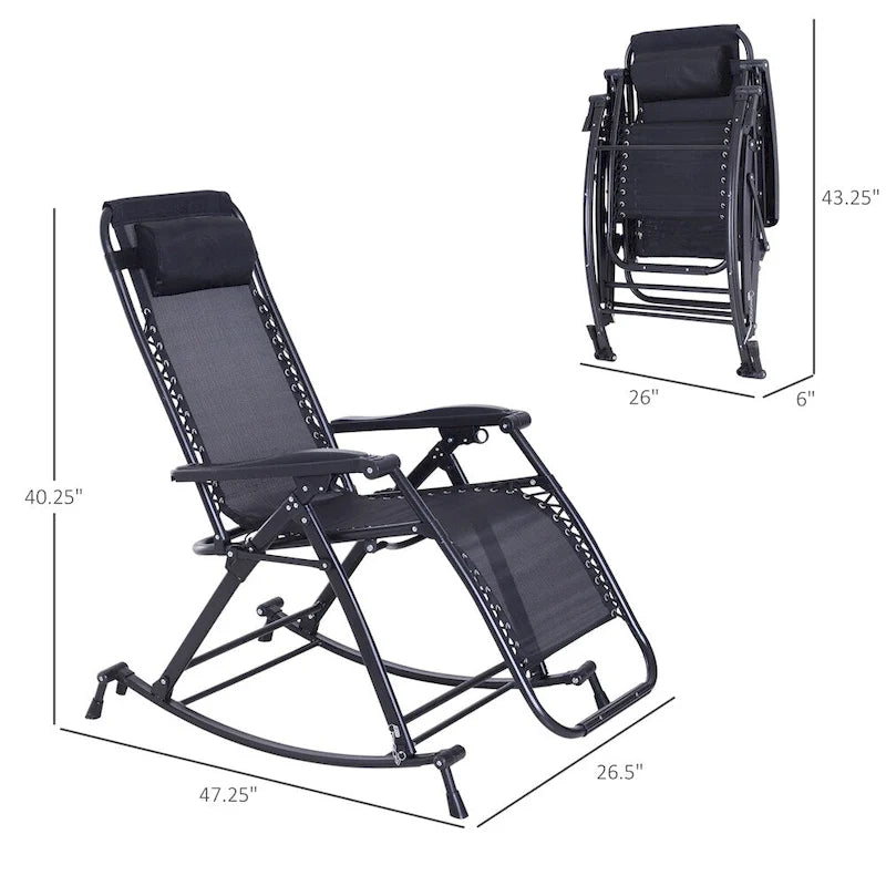 Fauteuils à bascule d'extérieur Outsunny, Rocking longue pliable inclinable