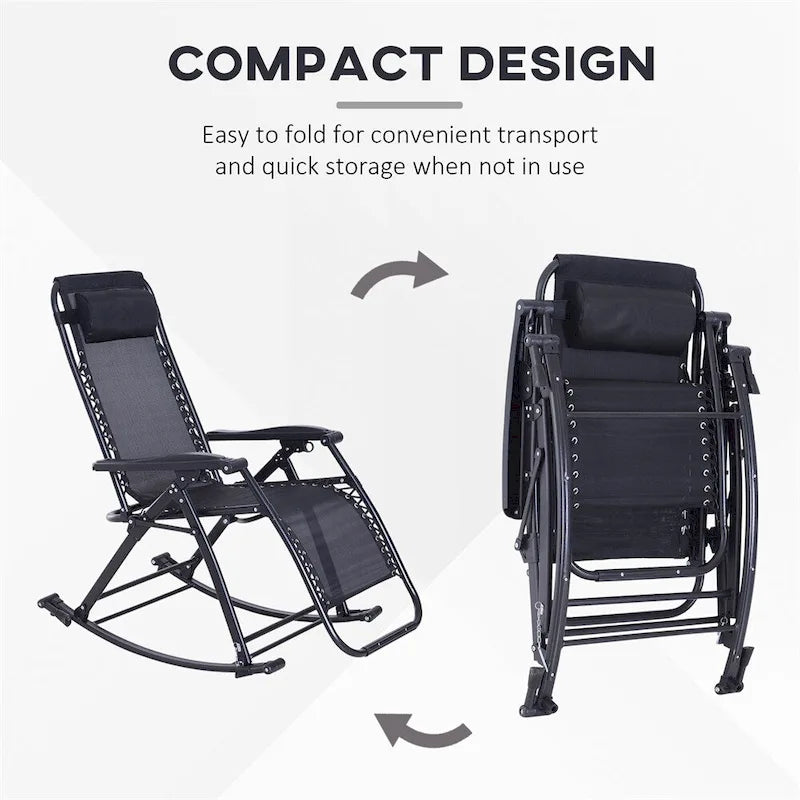 Fauteuils à bascule d'extérieur Outsunny, Rocking longue pliable inclinable