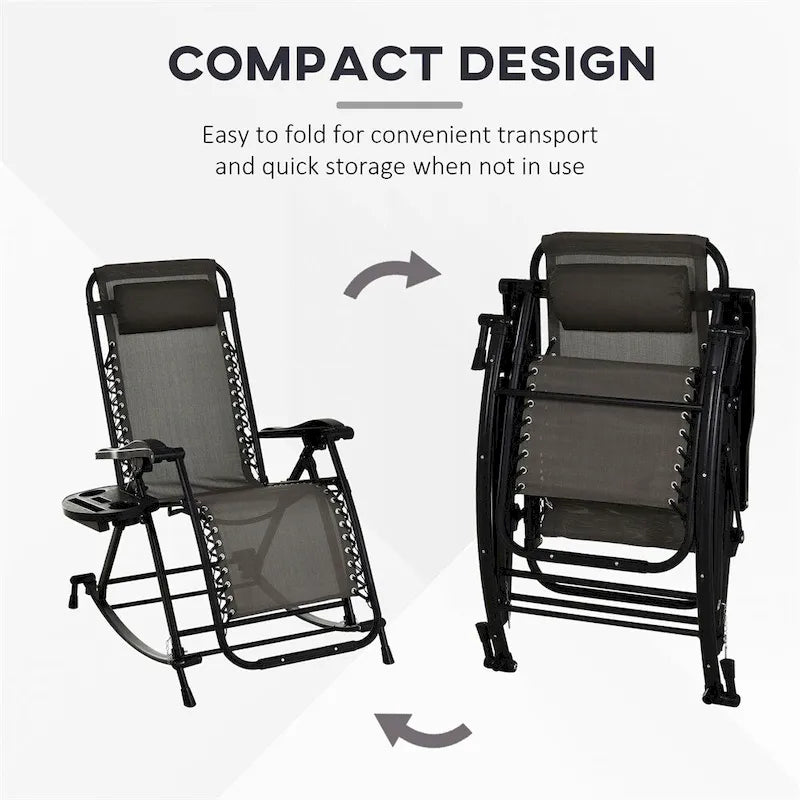 Fauteuils à bascule d'extérieur Outsunny, Rocking longue pliable inclinable
