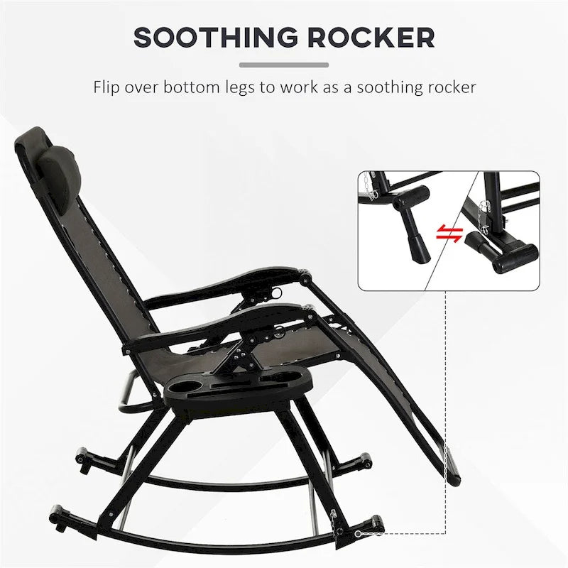Fauteuils à bascule d'extérieur Outsunny, Rocking longue pliable inclinable