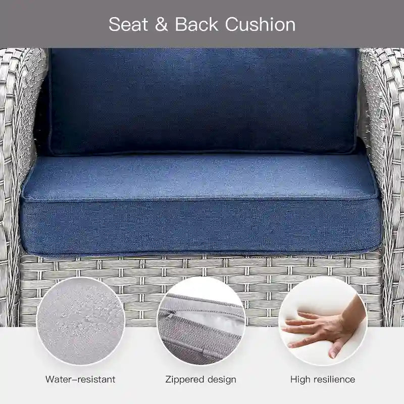 Chaises en rotin tressé d'extérieur avec canapé 2 places - Beige clair