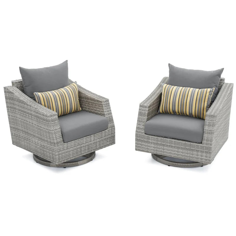 Ensemble de conversation d'extérieur Cannes Sunbrella 5 pièces avec foyer et fauteuils pivotants