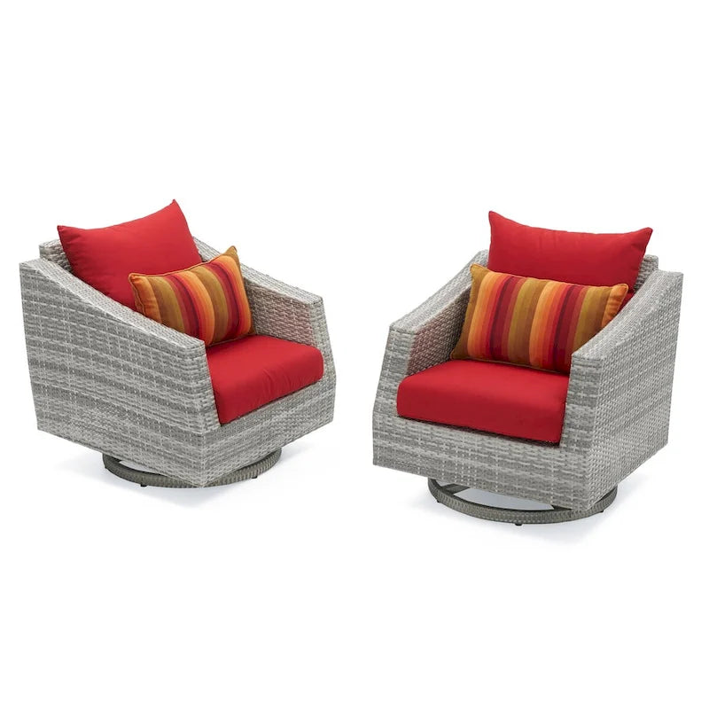 Ensemble de conversation d'extérieur Cannes Sunbrella 5 pièces avec foyer et fauteuils pivotants