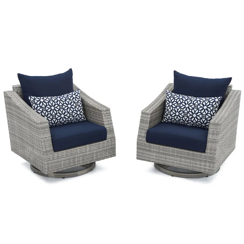 Ensemble de conversation d'extérieur Cannes Sunbrella 5 pièces avec foyer et fauteuils pivotants