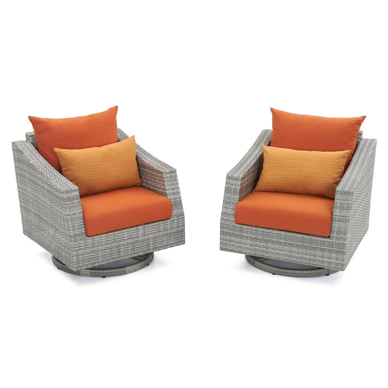 Ensemble de conversation d'extérieur Cannes Sunbrella 5 pièces avec foyer et fauteuils pivotants