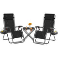 Yaheetech Lot de 3 chaises longues de jardin zéro gravité 66 cm avec table, chaises de camping avec table d'appoint - N/A