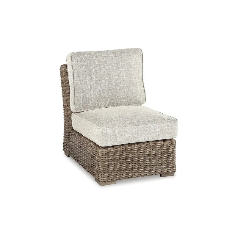 Signature Design by Ashley Beachcroft - Canapé, chaises longues et foyer d'extérieur marron/beige - 83L x 37P x 36H