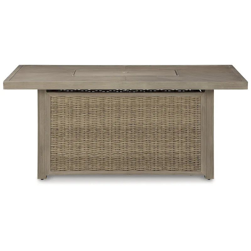 Signature Design by Ashley Beachcroft - Canapé, chaises longues et foyer d'extérieur marron/beige - 83L x 37P x 36H