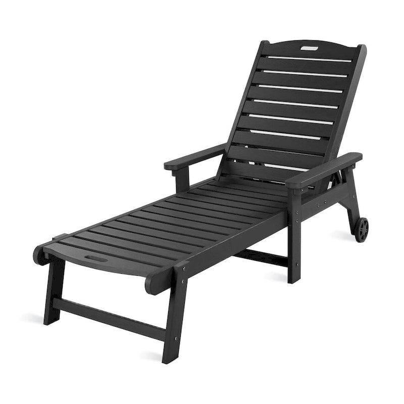 LUE BONA Chaises longues d'extérieur réglables à roulettes avec accoudoirs pour patio, terrasse, jardin - 78,9 L x 24 l x 39,7 H