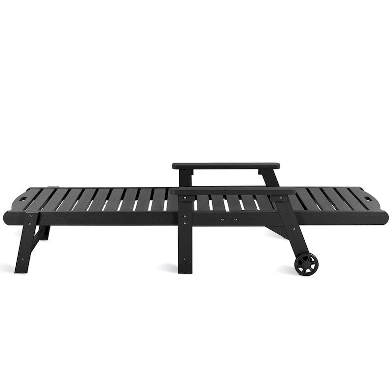 LUE BONA Chaises longues d'extérieur réglables à roulettes avec accoudoirs pour patio, terrasse, jardin - 78,9 L x 24 l x 39,7 H