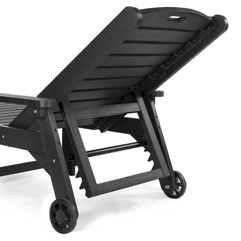 LUE BONA Chaises longues d'extérieur réglables à roulettes avec accoudoirs pour patio, terrasse, jardin - 78,9 L x 24 l x 39,7 H