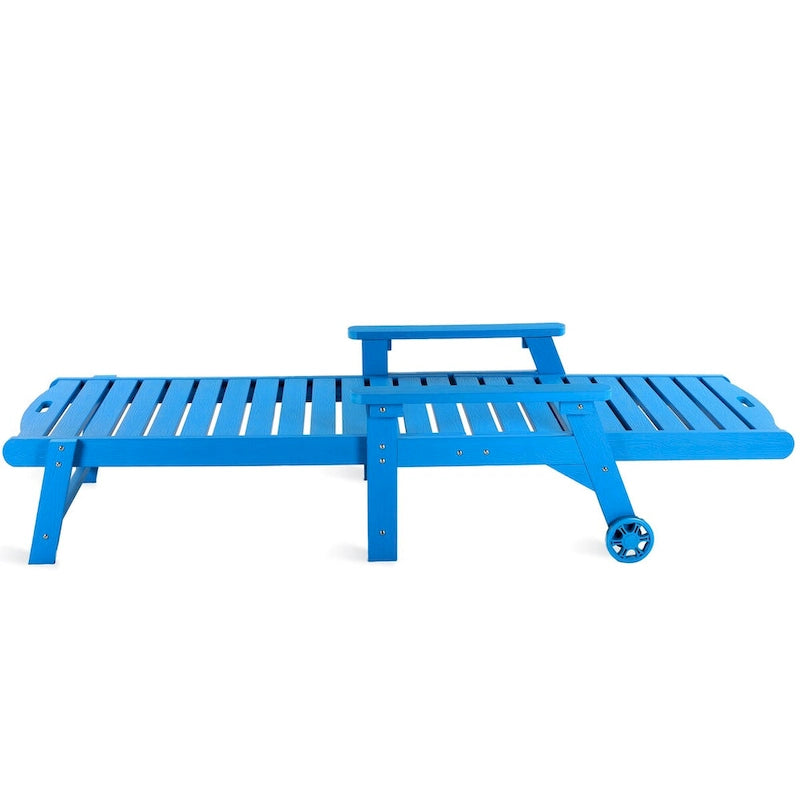LUE BONA Chaises longues d'extérieur réglables à roulettes avec accoudoirs pour patio, terrasse, jardin - 78,9 L x 24 l x 39,7 H