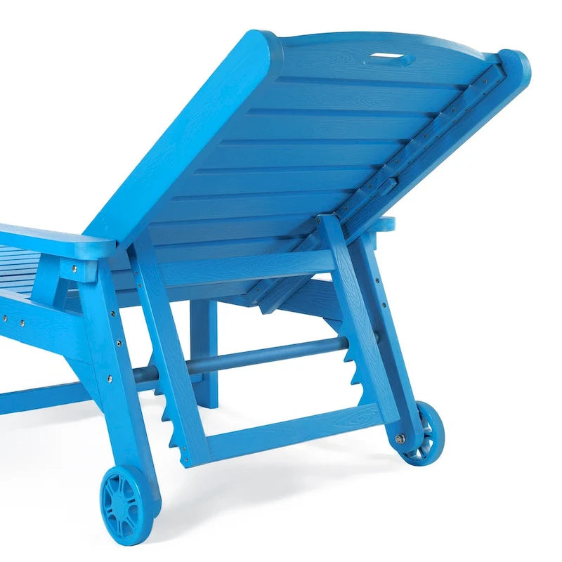 LUE BONA Chaises longues d'extérieur réglables à roulettes avec accoudoirs pour patio, terrasse, jardin - 78,9 L x 24 l x 39,7 H