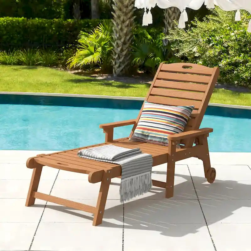 LUE BONA Chaises longues d'extérieur réglables à roulettes avec accoudoirs pour patio, terrasse, jardin - 78,9 L x 24 l x 39,7 H