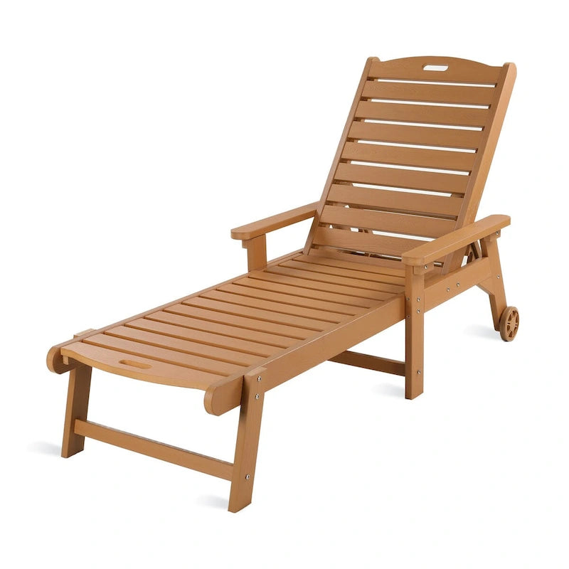 LUE BONA Chaises longues d'extérieur réglables à roulettes avec accoudoirs pour patio, terrasse, jardin - 78,9 L x 24 l x 39,7 H