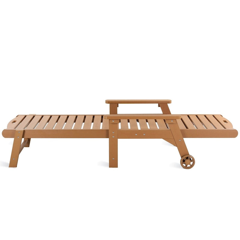 LUE BONA Chaises longues d'extérieur réglables à roulettes avec accoudoirs pour patio, terrasse, jardin - 78,9 L x 24 l x 39,7 H