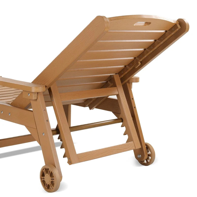 LUE BONA Chaises longues d'extérieur réglables à roulettes avec accoudoirs pour patio, terrasse, jardin - 78,9 L x 24 l x 39,7 H