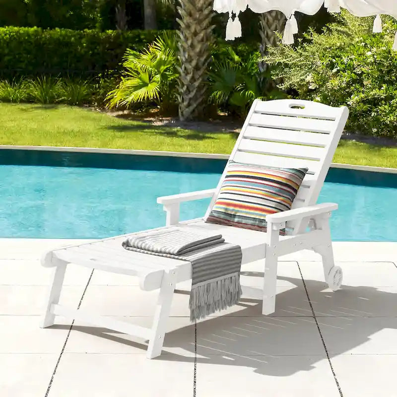 LUE BONA Chaises longues d'extérieur réglables à roulettes avec accoudoirs pour patio, terrasse, jardin - 78,9 L x 24 l x 39,7 H